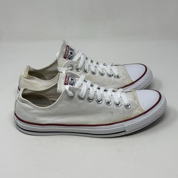 Converse All Star Sneakers Mens 9 White Canvas Low Top Chuck Unisex Shoes - Picture 3 of 16